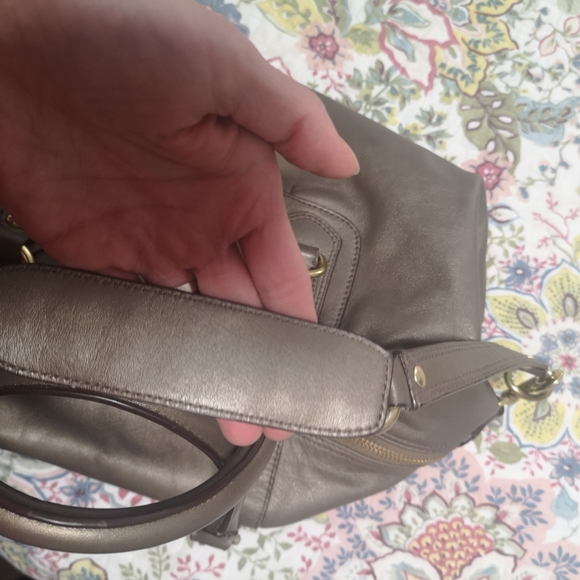 Coach Ashley Convertible Leather Satchel Handbag Shoulder Bag Pewter Metallic - Picture 15 of 15